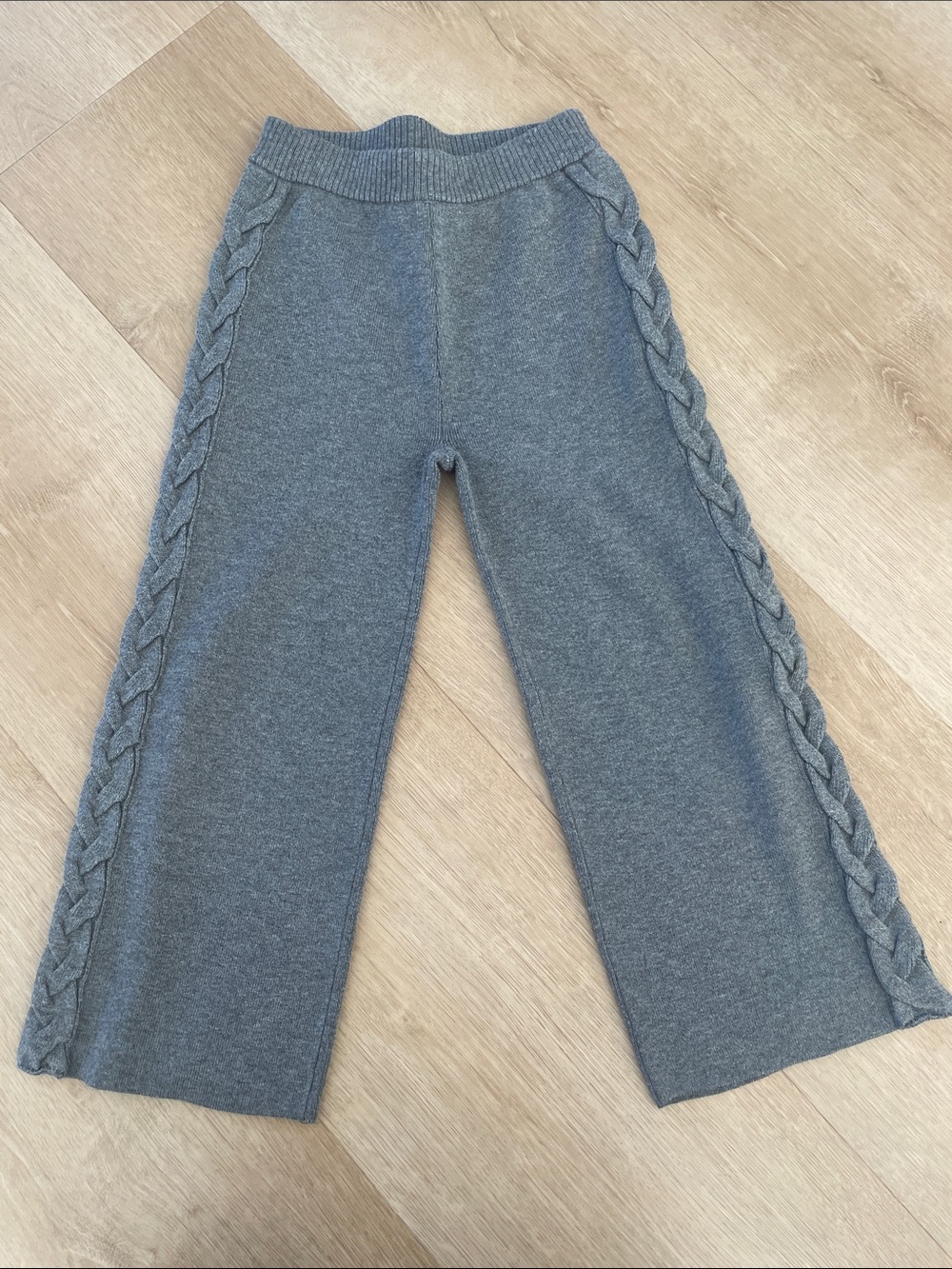 Mayoral Gray Knit Wide-Leg Joggers with Braided Side Trim